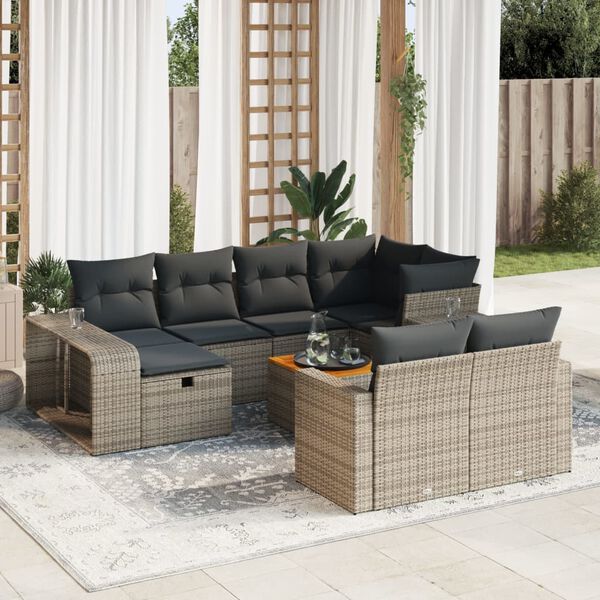 vidaXL Garden Sofa Set Grey