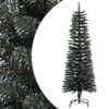 vidaXL Christmas Tree Green and white PVC, Steel 47.2 in high, slim
