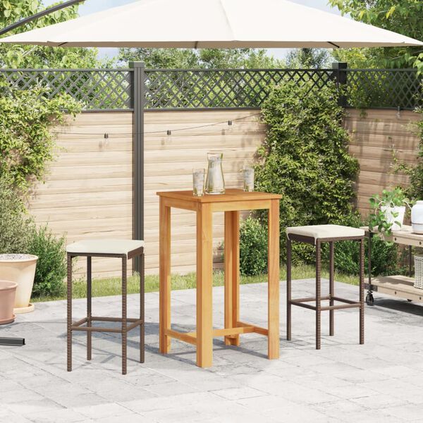 vidaXL Garden Bar Set Brown, Cream White