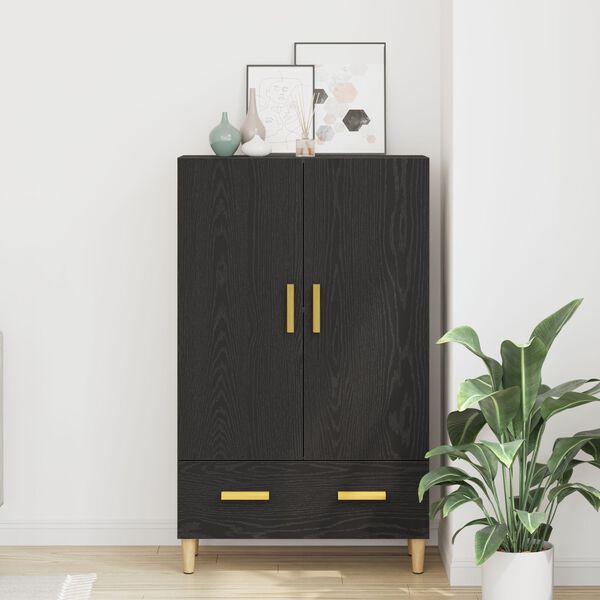 vidaXL Highboard Black Oak 27.56 x 12.20 x 45.28 in Engineered Wood