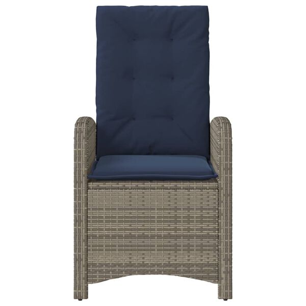 vidaXL Reclining Garden Chair Grey Poly Rattan Standard