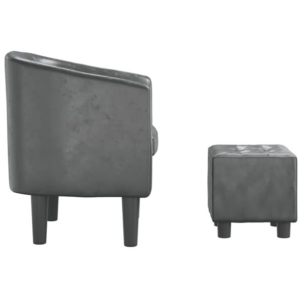 vidaXL Tub Chair Gray Faux leather, pinewood, plywood, plastic Compact