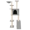 vidaXL Cat Tree Light Grey Engineered Wood, Plush, Sisal 65.4 in