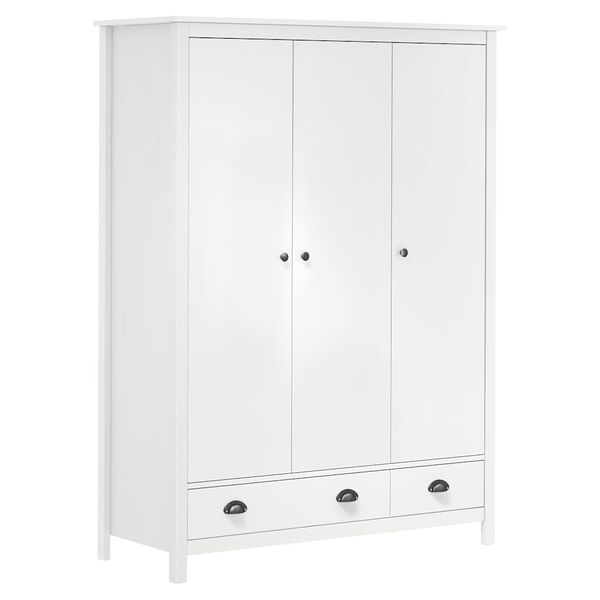 vidaXL Wardrobe White Solid Pine Wood Large Wardrobe Rectangular
