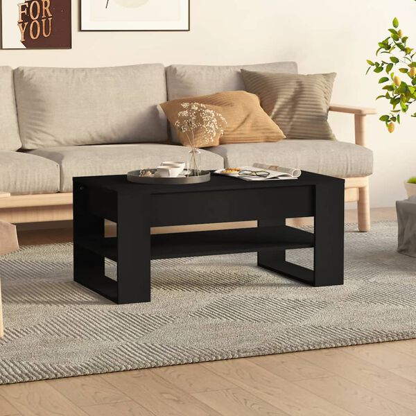vidaXL Coffee Table Black Engineered wood 40.2x21.7x17.7 in Coffee Table
