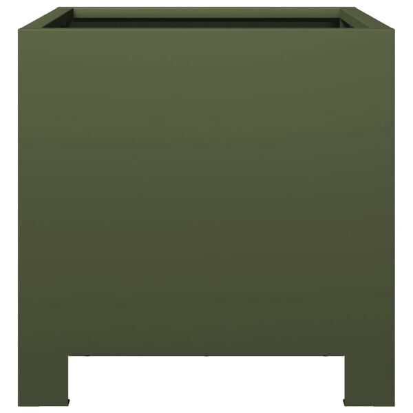 vidaXL Garden Planter Olive Green Steel 11.8x11.8x11.8 in Garden Planter