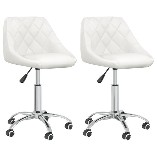 vidaXL Swivel Dining Chair Set of 2 White