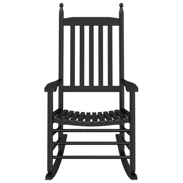 vidaXL Rocking Chair Black Solid Poplar wood Standard Rocking Chair