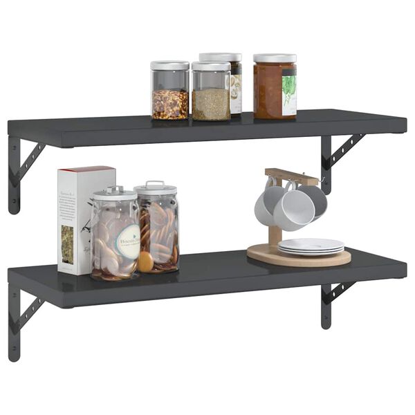 vidaXL Wall Shelf Black Stainless Steel with black coating
