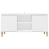 vidaXL TV Cabinet White Engineered Wood, Solid Eucalyptus Wood Medium