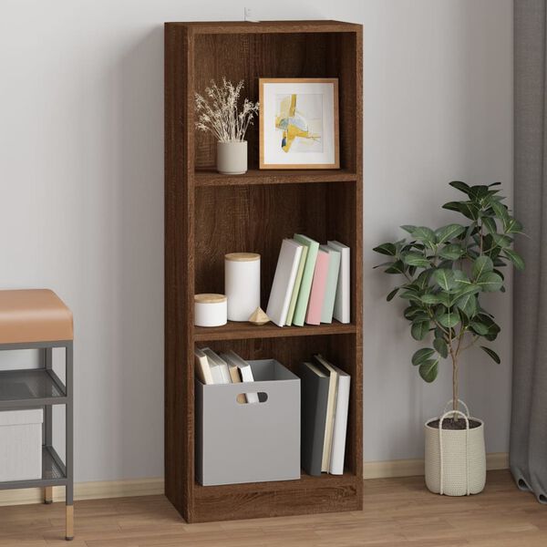 vidaXL Book Cabinet Brown Oak Engineered Wood 42.9 in x 15.7 in x 9.4 in