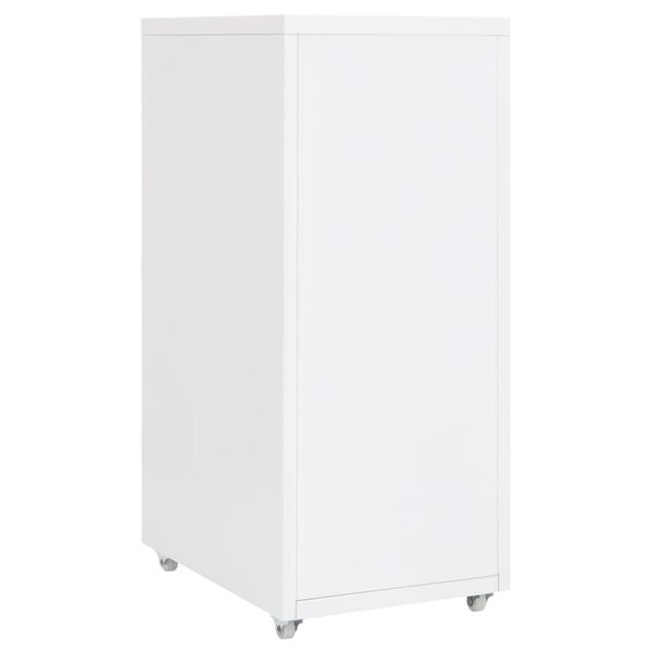 vidaXL Mobile File Cabinet White Metal Medium Rollable