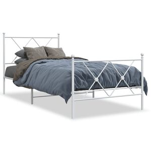 vidaXL Bed Frame White Steel 35.4x78.7 in Bed Rectangular