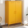 vidaXL Highboard Mustard Yellow Steel 26.8x15.4x44.5 in Industrial