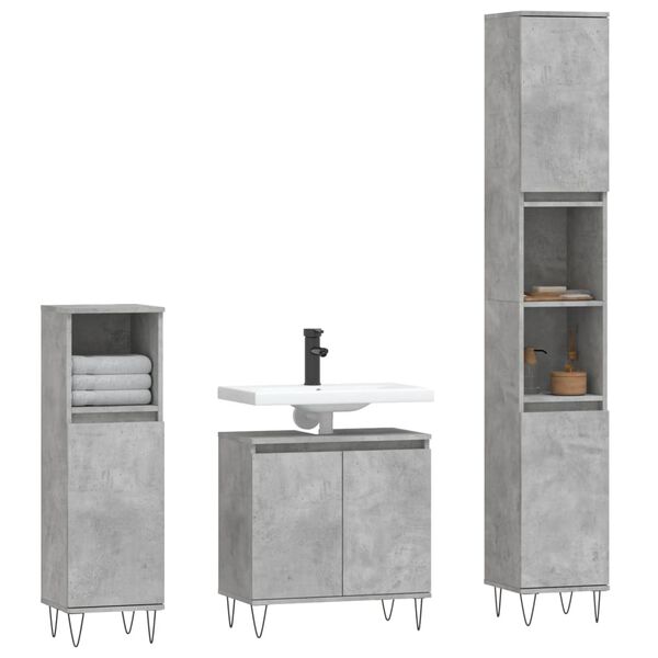 vidaXL Bathroom Furniture Set Concrete grey Engineered wood, metal Medium