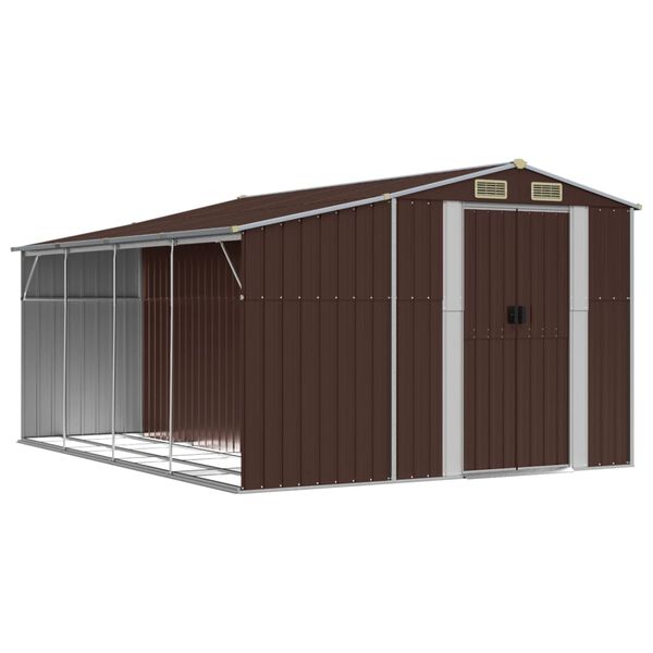 vidaXL Garden Shed Brown Galvanized Steel, Polypropylene Large