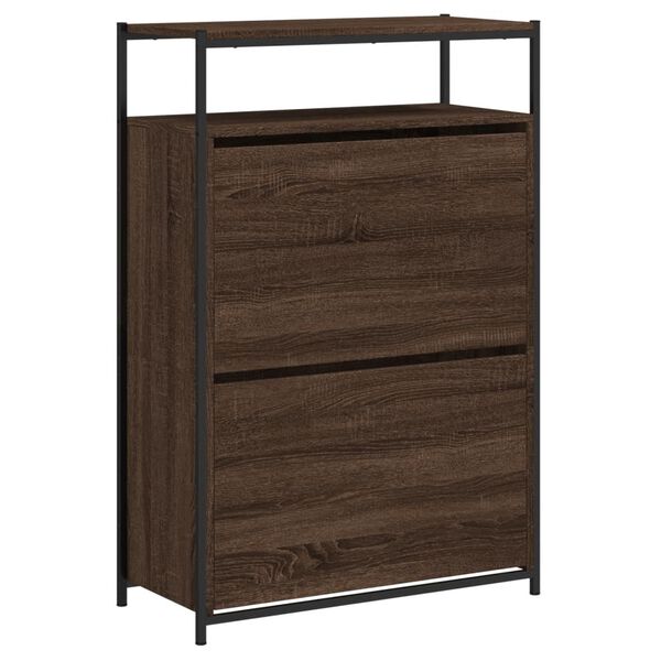 vidaXL Shoe Cabinet Brown oak Engineered wood Slim Shoe Cabinet