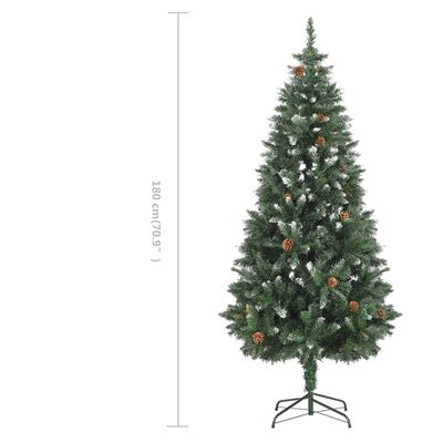 vidaXL Artificial Christmas Tree with Pine Cones and White Glitter 6 ft