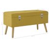 vidaXL Bench Mustard Yellow and Gold Velvet, Solid Pine Wood Medium
