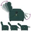 vidaXL Electric Stand up Massage Recliner Chair Dark Green Fabric