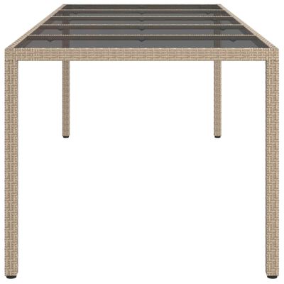 vidaXL Patio Table Beige 98.4"x39.4"x29.5" Tempered Glass and Poly Rattan