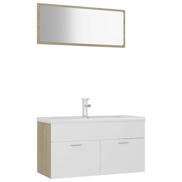 vidaXL Bathroom Furniture Set White and sonoma oak