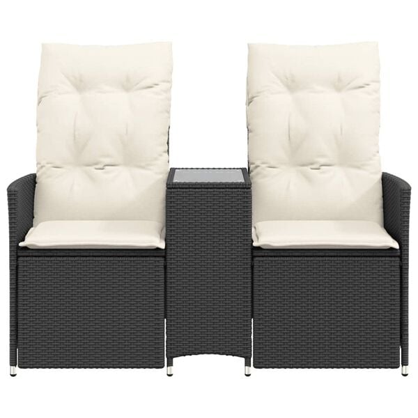 vidaXL Reclining Garden Sofa Black, Cream white