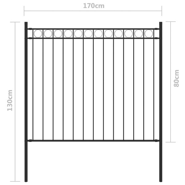 vidaXL Garden Fence Steel 5.9 ft x 2.6 ft Black