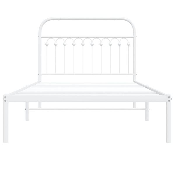 vidaXL Bed Frame White Steel Twin Bed Frame Rectangular Traditional