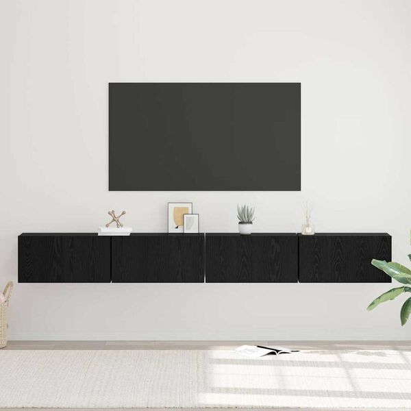 vidaXL TV Cabinet Set 4 pcs Black Oak 23.62 x 11.81 x 11.81 in