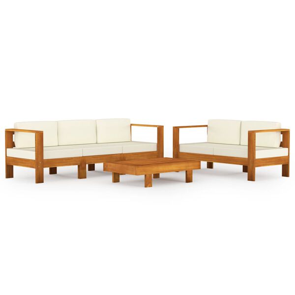 vidaXL Wooden Lounge Set Cream White, Brown
