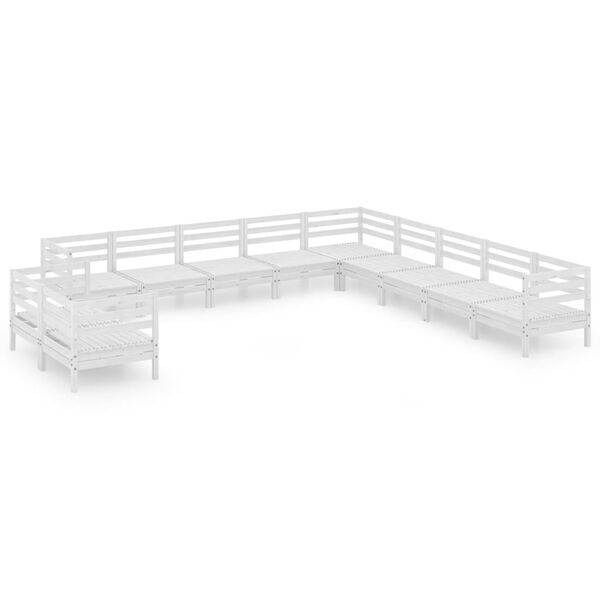 vidaXL 11 Piece Patio Lounge Set Solid Pinewood White