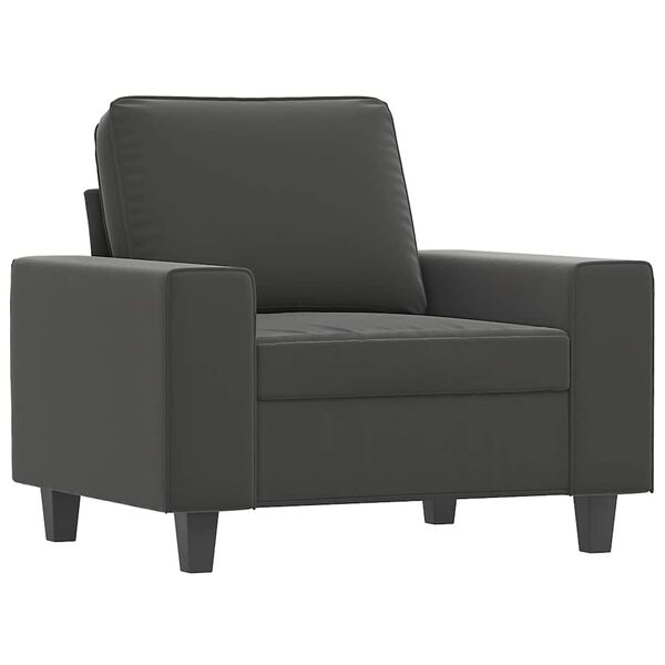 vidaXL Sofa Chair with Footstool Dark Gray 23.6" Microfiber Fabric