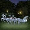 vidaXL Reindeer And Sleigh Christmas Decoration Set of 4 White Mesh, Metal