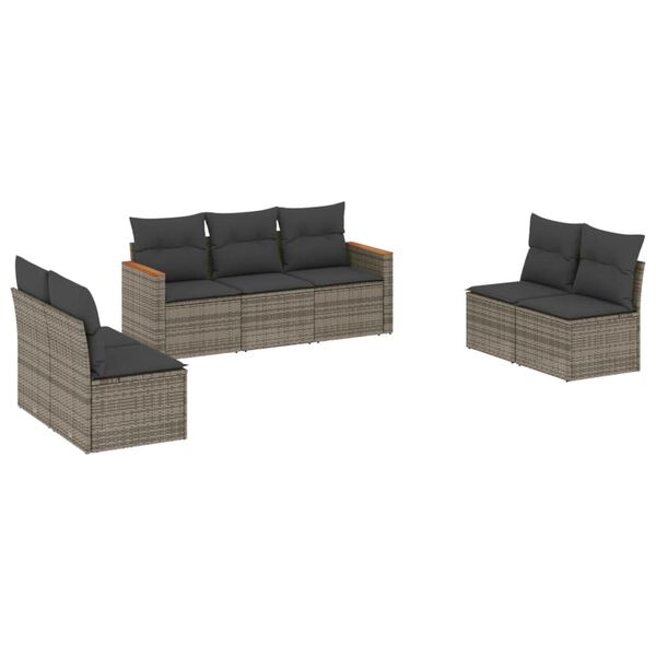 vidaXL Garden Sofa Set Grey PE rattan, powder-coated steel 7 Piece