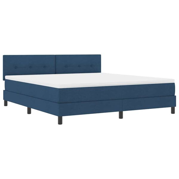 vidaXL Box Spring Bed with Mattress Blue 70.9" x 78.7" fabric