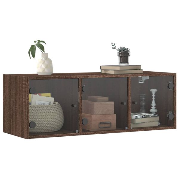 vidaXL Wall Cabinet with Glass Doors Brown Oak 40.2"x14.6"x13.8"