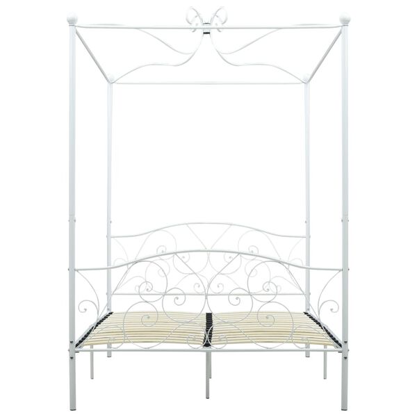 vidaXL Bed Frame White Metal Full Classic/Traditional Bed Frame