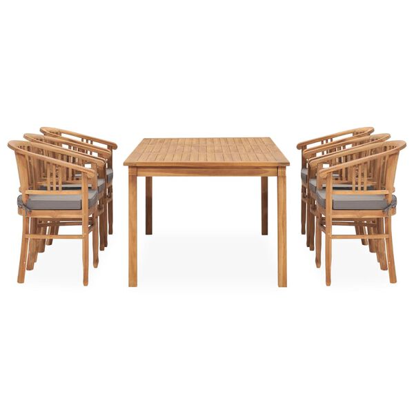 vidaXL 7 Piece Patio Dining Set with Cushions Solid Teak Wood