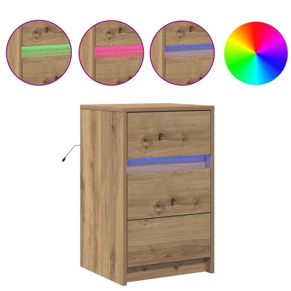 vidaXL Bedside Cabinet artisan oak 38 x 34 x 61 cm Engineered wood