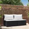 vidaXL Patio Middle Sofa Black with white cushions PE rattan Standard