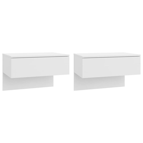 vidaXL Wall-mounted Bedside Cabinet Set of 2 White Engineered wood