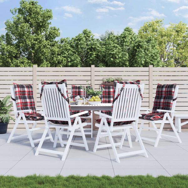 vidaXL Highback Chair Cushion Set of 6 Red check pattern