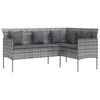 vidaXL Couch Sofa Set Grey PE rattan, powder-coated steel, 100% polyester