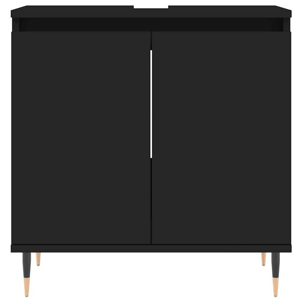 vidaXL Bathroom Cabinet Black Engineered wood, iron Medium