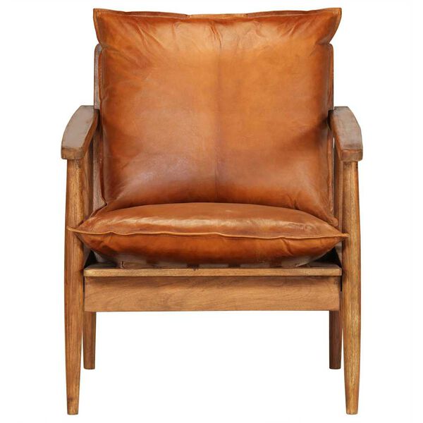 vidaXL Armchair Brown Real leather Medium Armchair Rectangular