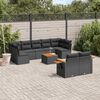 vidaXL Garden Sofa Set Black PE rattan Large Adjustable Armrests