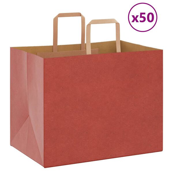 vidaXL Paper Bags 50 pcs with Handles Red 32x22x24 cm