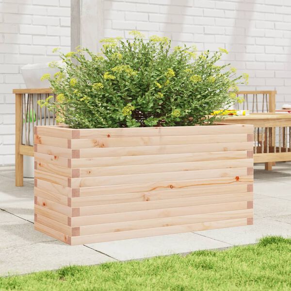 vidaXL Garden Planter Natural Pine Solid Pine Wood 35.4x15.7x18.1 in