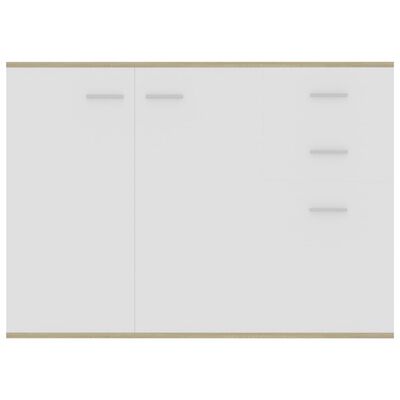 vidaXL Sideboard White and Sonoma Oak 41.3"x11.8"x29.5" Engineered Wood